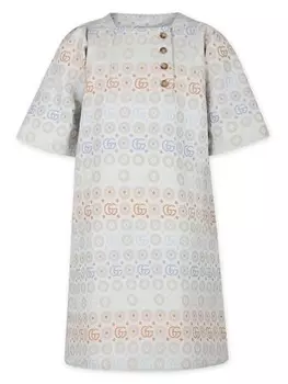 Gucci Kids платье с короткими рукавами и монограммой, белый