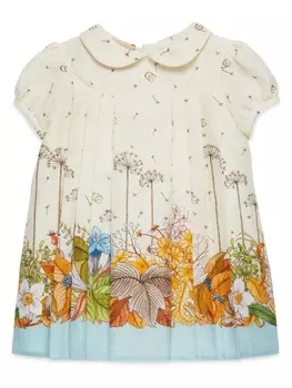 Gucci Kids платье с логотипом GG, нейтральный цвет