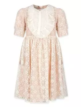 Gucci Kids платье с манишкой и монограммой, розовый