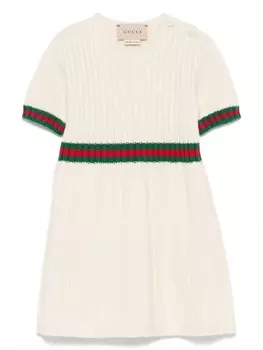 Gucci Kids платье с отделкой Web, серый