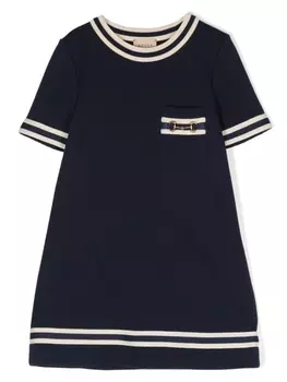 Gucci Kids платье с полоской, синий