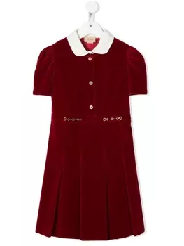 Gucci Kids платье с пряжками Horsebit и логотипом, красный