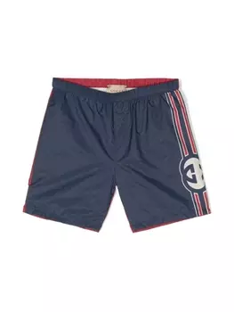 Gucci Kids плавки-шорты с логотипом Interlocking G, синий