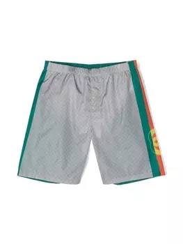 Gucci Kids плавки-шорты с монограммой, серый