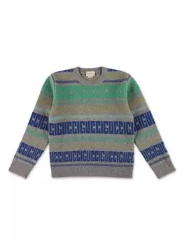Gucci Kids полосатая толстовка, серый