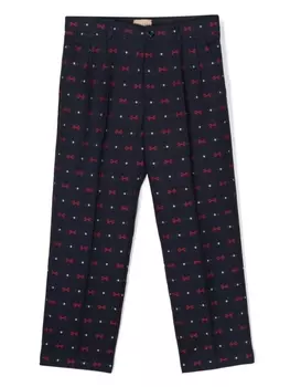 Gucci Kids прямые брюки с вышивкой Horsebit, синий