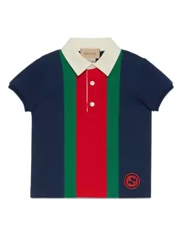 Gucci Kids рубашка поло с отделкой Web, зеленый