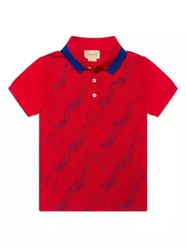 Gucci Kids рубашка поло с вышивкой, красный