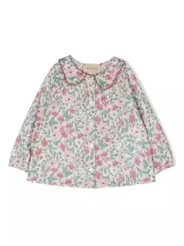 Gucci Kids рубашка с цветочным принтом, розовый
