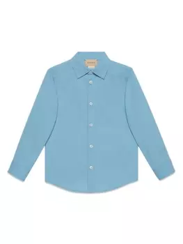 Gucci Kids рубашка с логотипом Interlocking G, синий