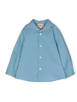 Gucci Kids рубашка с логотипом Interlocking G, синий