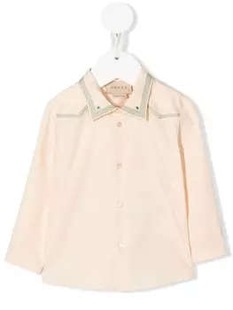 Gucci Kids рубашка с вышивкой, нейтральный цвет