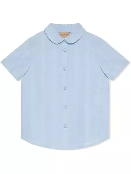 Gucci Kids рубашка с жаккардовым логотипом, синий