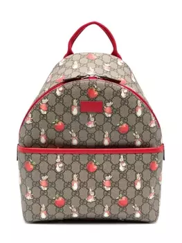 Gucci Kids рюкзак с графичным принтом из коллаборации с Peter Rabbit, нейтральный цвет