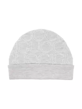 Gucci Kids шапка бини с вышитым логотипом, серый