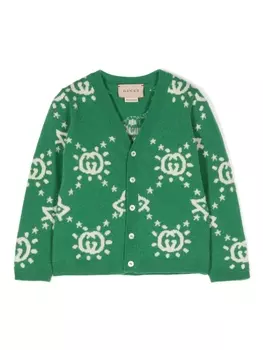 Gucci Kids шарф с логотипом Interlocking G, зеленый