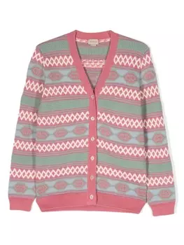 Gucci Kids шерстяной кардиган с логотипом Interlocking G, розовый