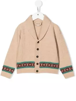 Gucci Kids шерстяной кардиган с узором Square G, нейтральный цвет