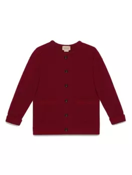 Gucci Kids шерстяной кардиган с вышитым логотипом, красный