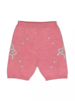 Gucci Kids шерстяные шорты с цветочной вышивкой, розовый
