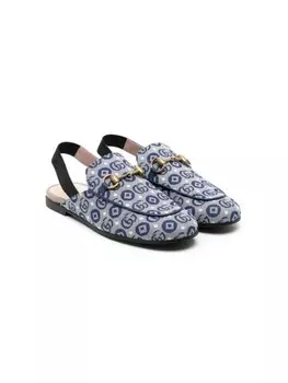Gucci Kids слиперы Princetown с узором Double G, синий