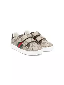 Gucci Kids слипоны с узором GG Supreme, серый