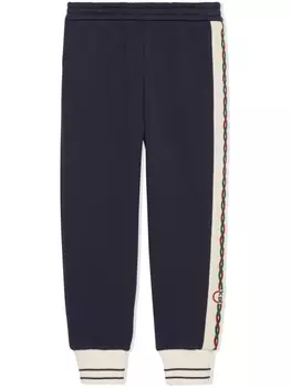 Gucci Kids спортивные брюки с логотипом Interlocking G, синий