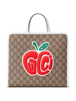 Gucci Kids сумка-тоут с нашивкой, нейтральный цвет