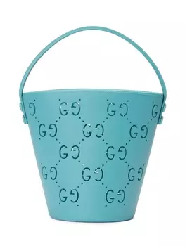 Gucci Kids сумка-ведро с узором GG Supreme, синий