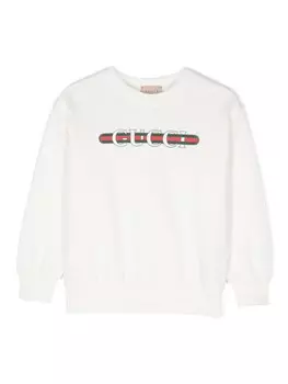 Gucci Kids толстовка из хлопка с принтом, белый