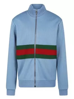Gucci Kids толстовка на молнии с отделкой Web, синий