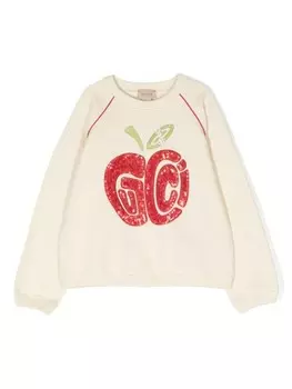 Gucci Kids толстовка с логотипом и кристаллами, желтый