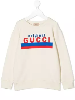 Gucci Kids толстовка с логотипом, нейтральный цвет