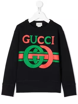 Gucci Kids толстовка с логотипом, синий