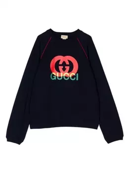 Gucci Kids толстовка с логотипом, синий