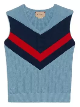 Gucci Kids трикотажный жилет с V-образным вырезом, синий