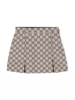 Gucci Kids юбка с логотипом GG, нейтральный цвет