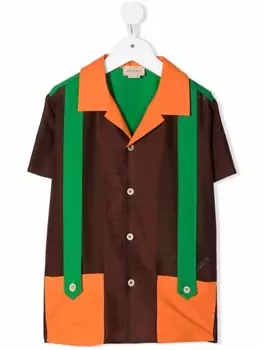 Gucci Kids жаккардовая рубашка, коричневый
