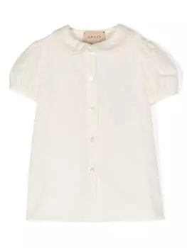 Gucci Kids жаккардовая рубашка с узором, нейтральный цвет