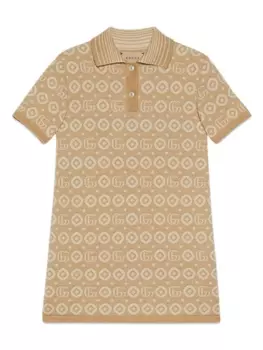 Gucci Kids жаккардовое платье с логотипом Double G, нейтральный цвет