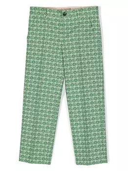 Gucci Kids жаккардовые брюки прямого кроя с логотипом GG, зеленый