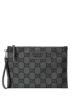 Gucci клатч из переработанного полиэстера с логотипом GG, серый
