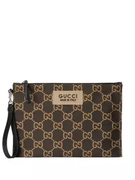 Gucci клатч из переработанного полиэстера с логотипом GG, коричневый