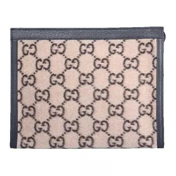 GUCCI Клатч из шерстяной кожи в стиле пэчворк, унисекс, бежевый/черный