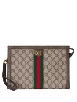 Gucci клатч Ophidia, коричневый