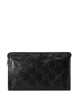 Gucci клатч с тисненым логотипом GG, черный