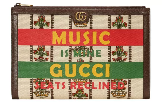 GUCCI Клатч унисекс из искусственной кожи цвета слоновой кости, белый/коричневый