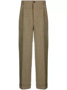 Gucci клетчатые брюки со складками, коричневый