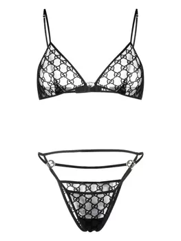 Gucci комплект нижнего белья с узором GG, черный