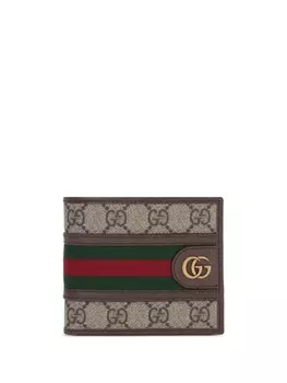 Gucci кошелек Ophidia GG-plate, коричневый